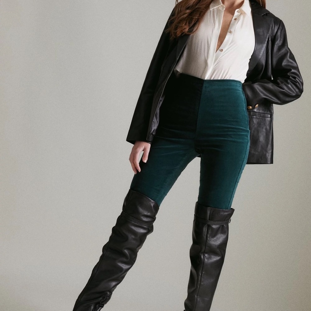 Karen Millen - Velvet Woven slim trousers (Forest color )